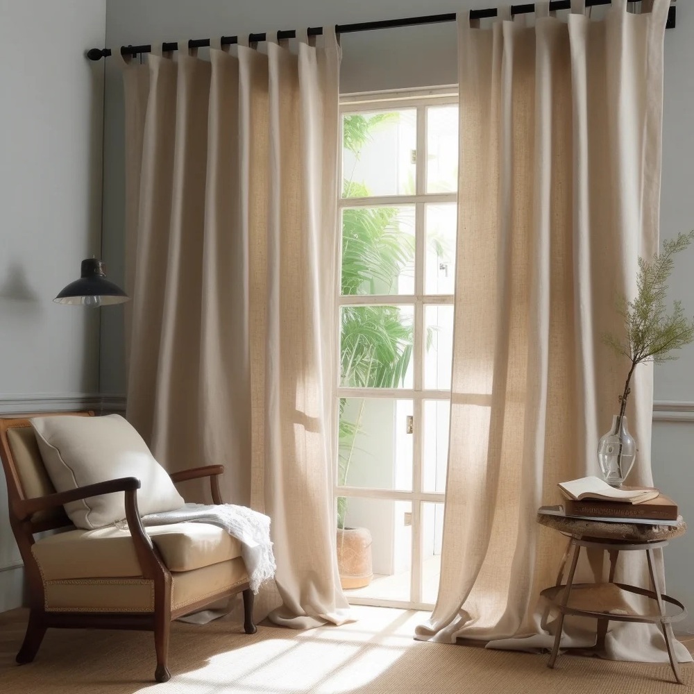 4 New Cream Tan Curtains (set of 2)